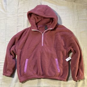 The Gap NWT Pink Fleece Sherpa Hoodie Large Tall Athleisure Gorpcore Activewear